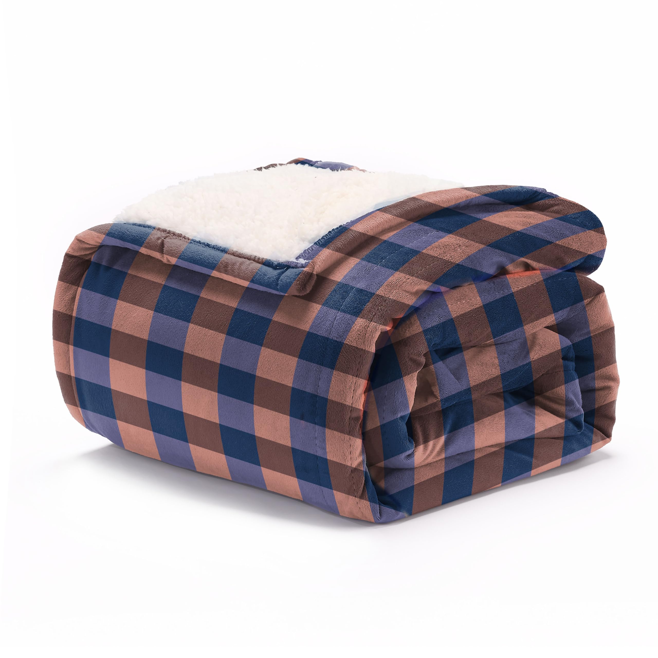 Sunbeam Heated Throw Blanket Flannel Sherpa Reverse 4 Heat Pink Plaid 50x60