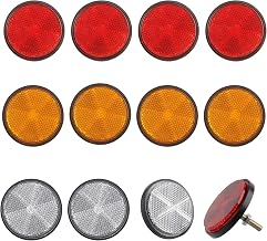 12 Pieces Round Catadioptric Trailer Rear Lights Trailer Ø 60 mm Comes with Screws and Reflective Nuts Suitable for Cars Motorcycles Trucks and Different Scenarios