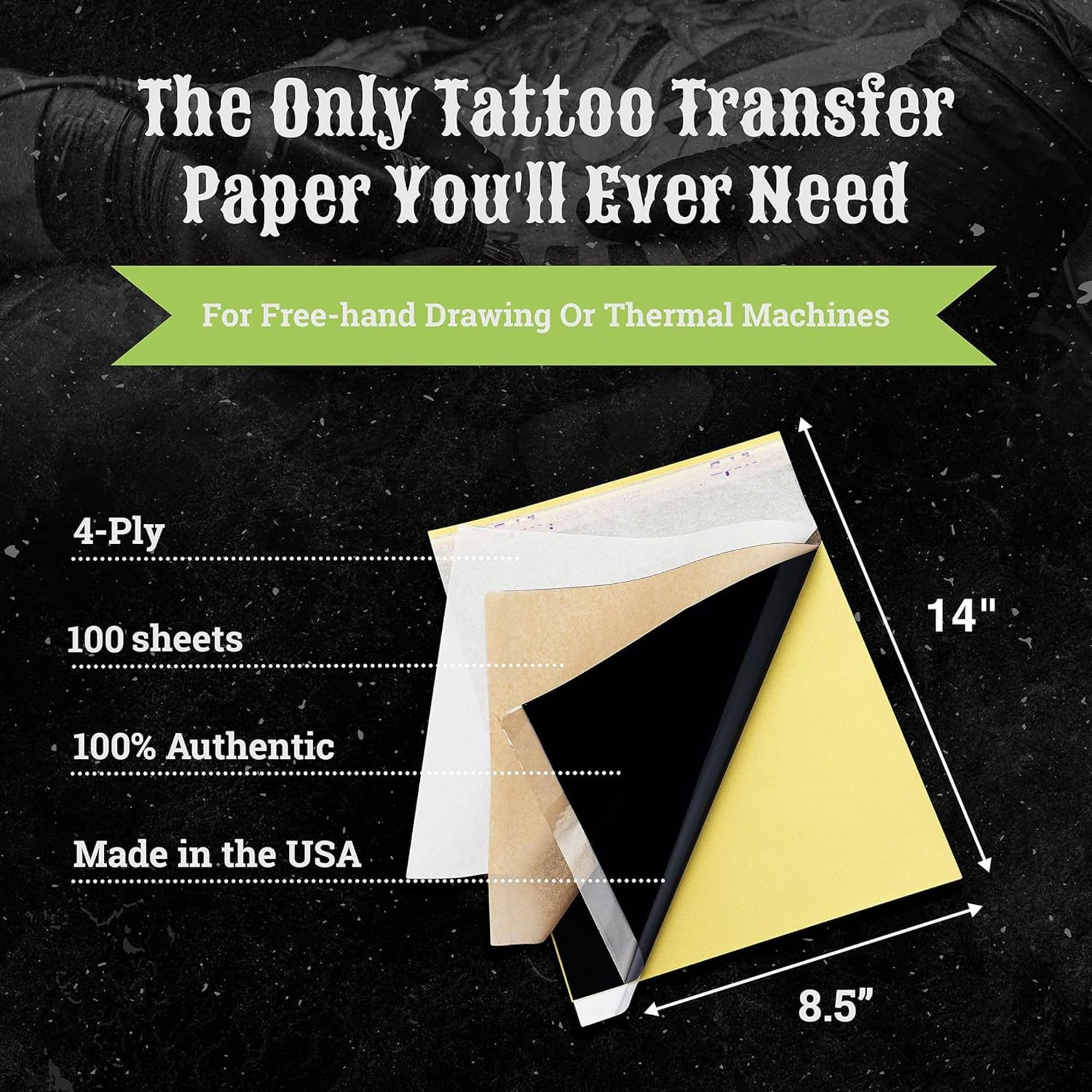 Spirit Tattoo Transfer Paper Bundle – 100 fogli A4 Spirit Classic Purple Thermal Copier Hectograph Paper (21,6 x 27,9 cm) con Viscot Sterile Surgical Skin Marker incluso