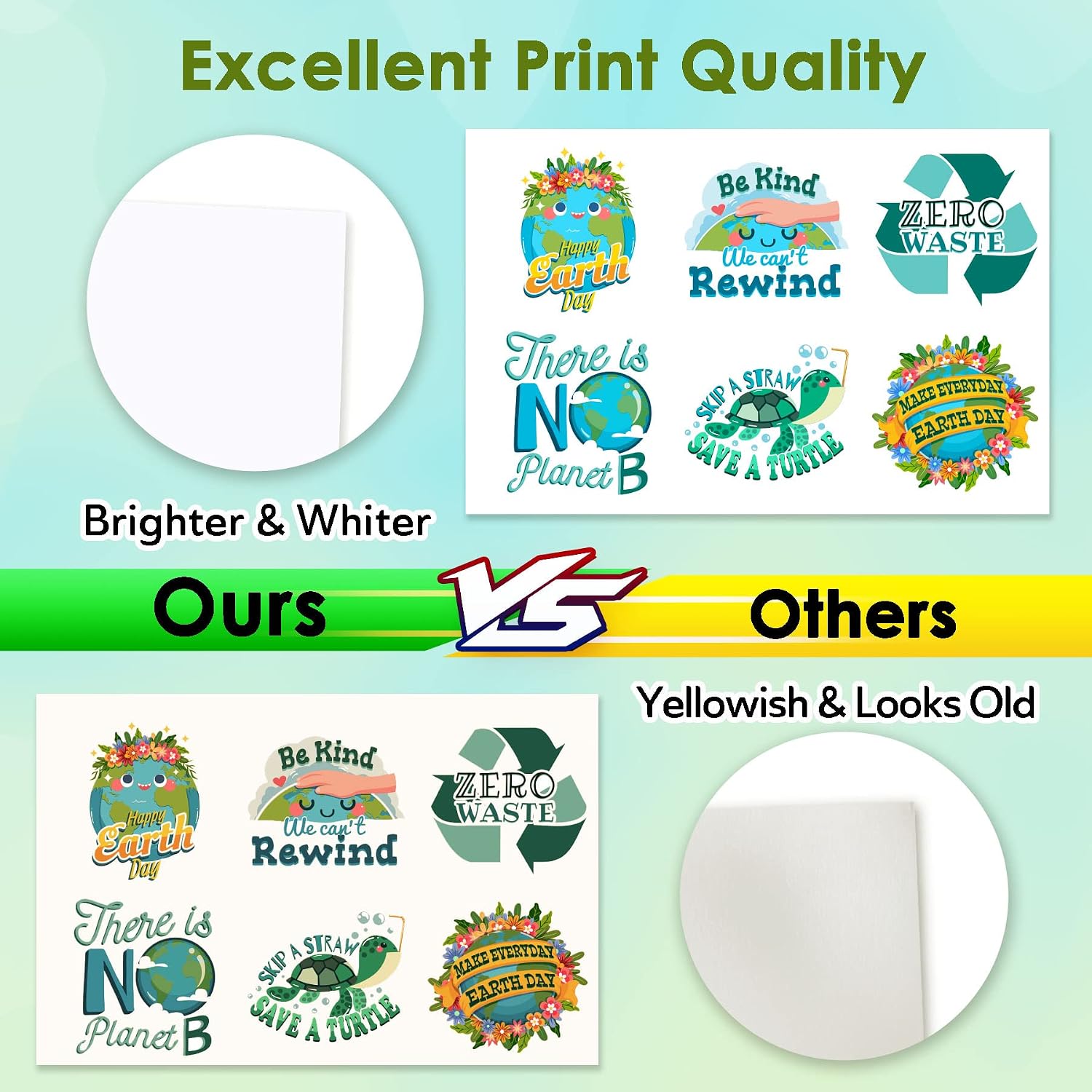 A-SUB Printable Vinyl Sticker Paper for Inkjet Printer, Glossy White 16 Sheets 8.5X11 In Waterproof Decal Paper for Making Custom Tumbler, Bumper, Laptop, Wall Decor Stickers