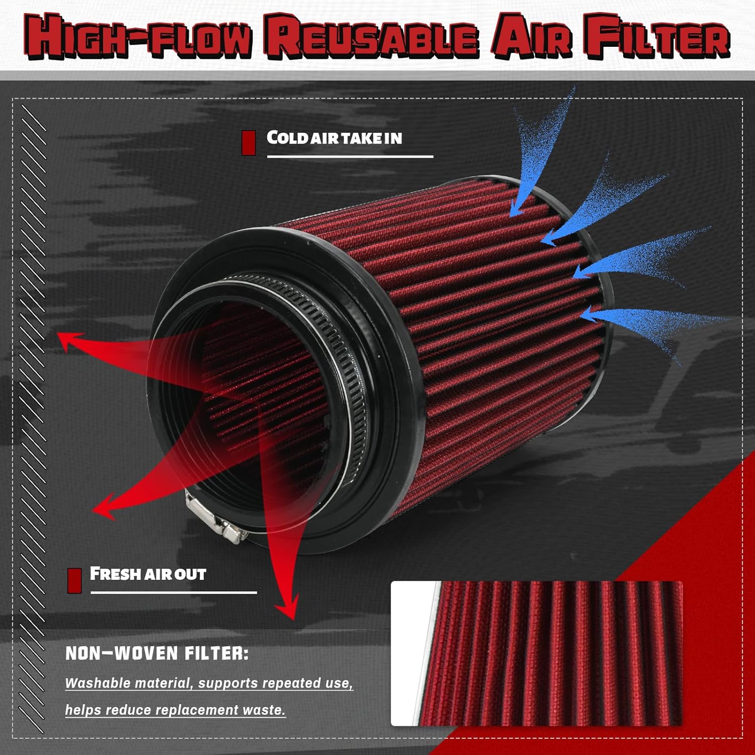 PTNHZ Aluminum Alloy Cold Air Intake System Kit w/Red Air Filter & Heat Shield Compatible With 2012-2018 Audi A3 Q2 Q3 VW Golf MK7 Jetta Passat 1.4L EA211 Engines