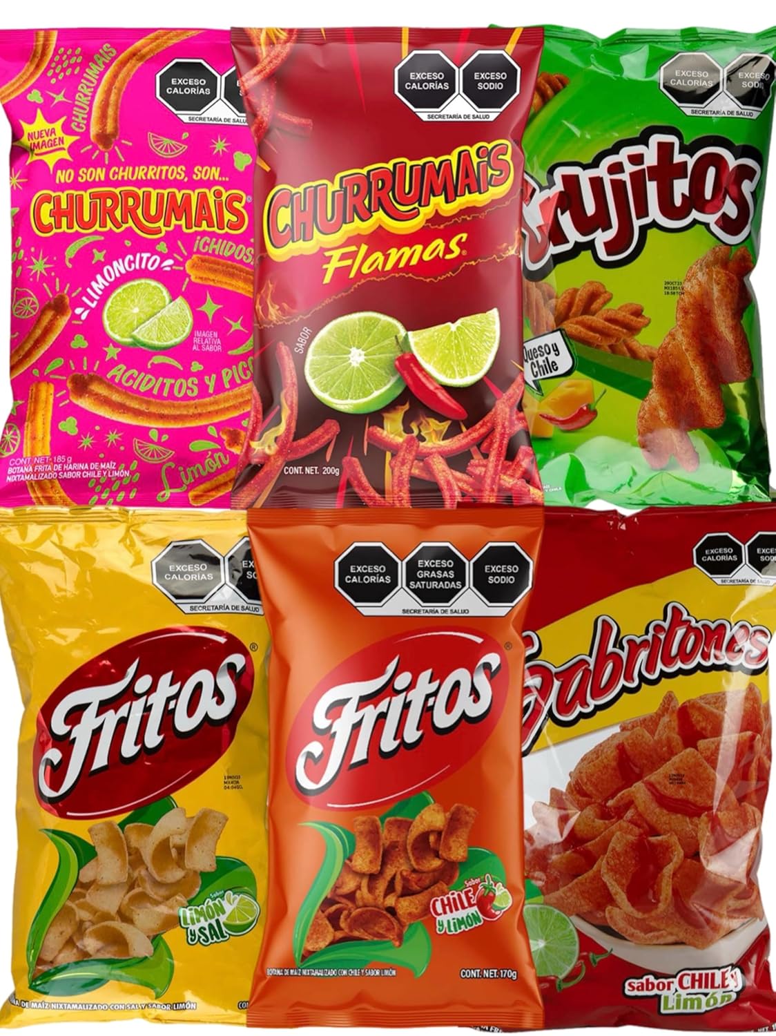mexican chips mix bundle churrumais limon flamas crujitos frituras sal chile sabritones 6pc BIG