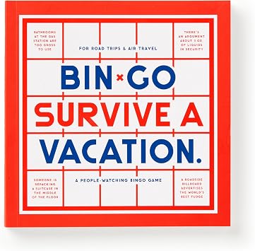 Brass Monkey - Bin-go Survive A Vacation Game Book with Bingo Cards for Road Trips and Family Vacations