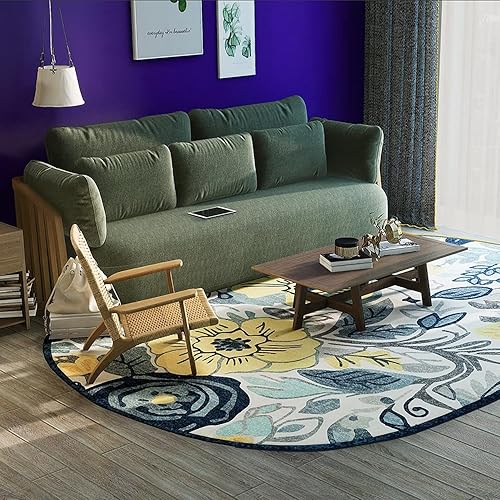 Miniatura 3 de Alfombra floral para dormitorio, alfombra ovalada de 2 x 3 pies, moderna alfombra de flores campestres, para cocina y baño, antideslizante, para