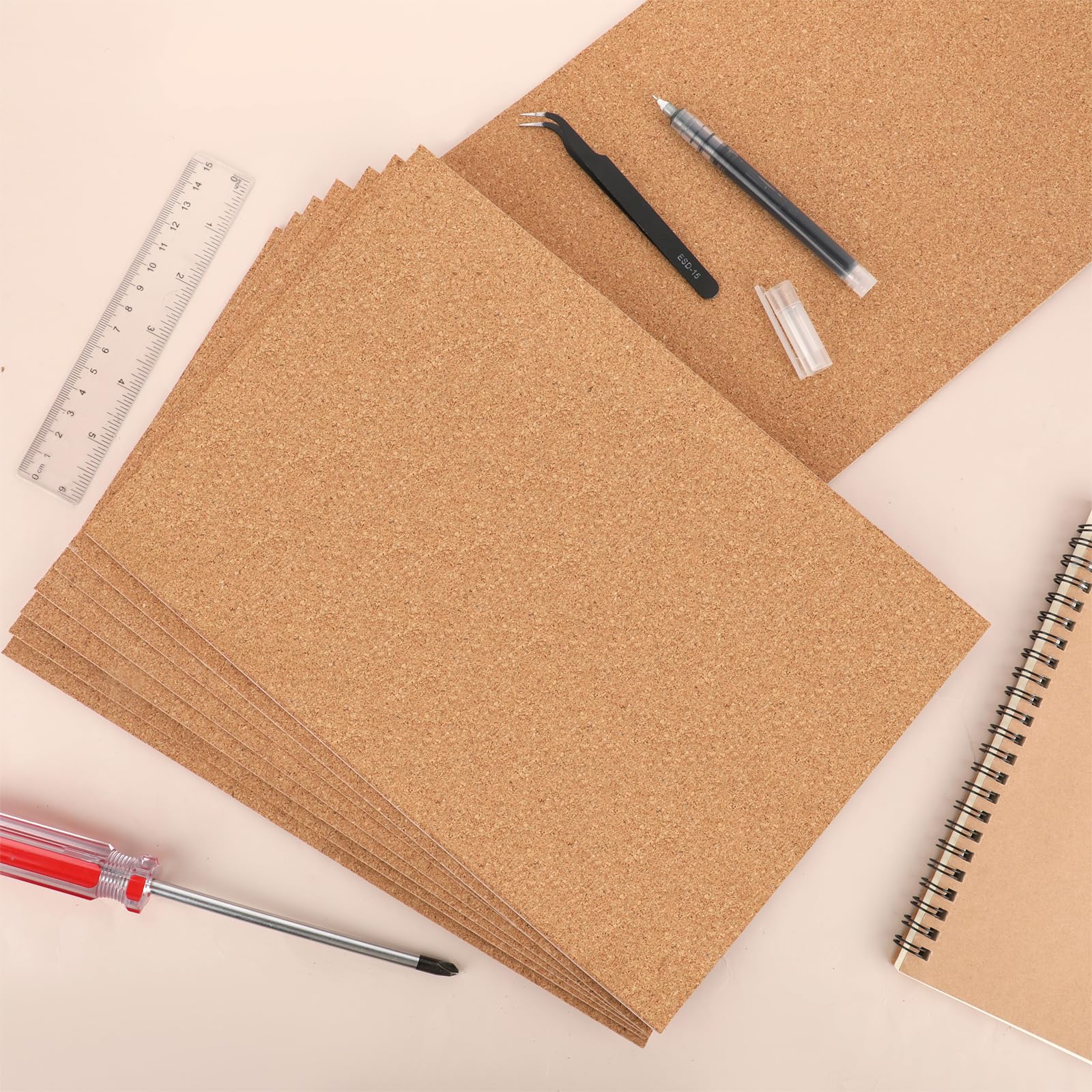 Tableros de Corcho Autoadhesivos 11.81 x 8.25 Pulgadas, Mini Cuadrados para Posavasos
