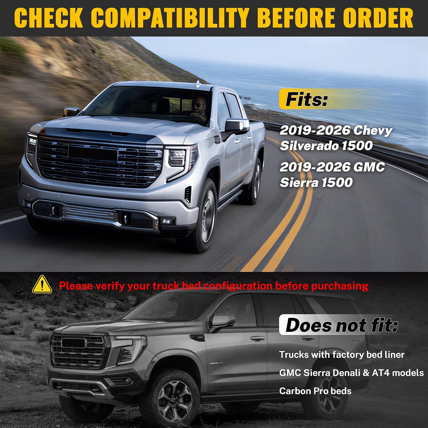 TENGBASE Truck Bed Divider Compatible with 2019-2026 Chevy Silverado & GMC Sierra 1500 – Cargo Manager with Molle Panel, Aluminum Alloy Truck Bed Organizer, Replacement Accessory
