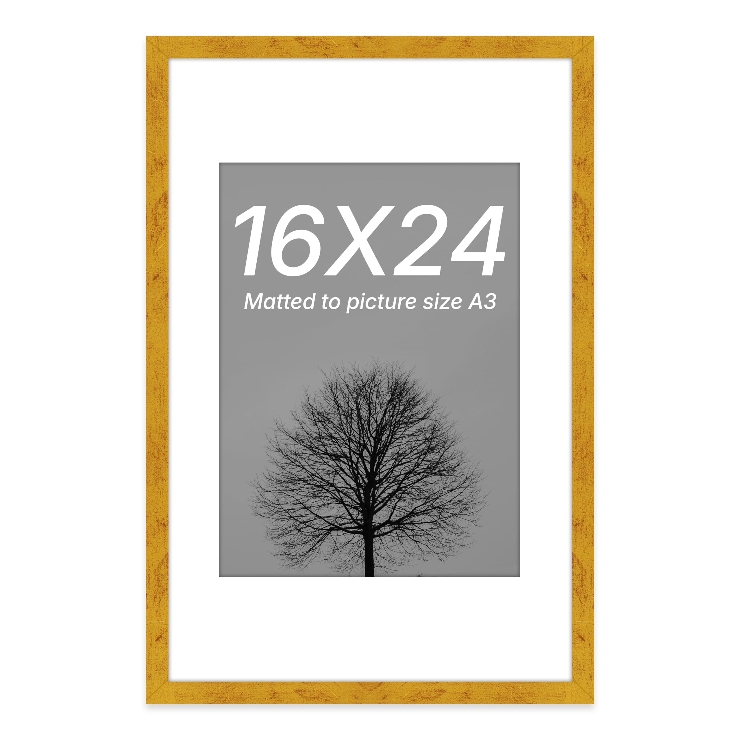 Art Street Synthetic Document Large Size Wall Photo Frame, Big Frames For Wall Artwork, Certificates, Picture & Photographs Home Decor(16x24 Inch, Matted To: 12X16-A3 Inch, Gold)