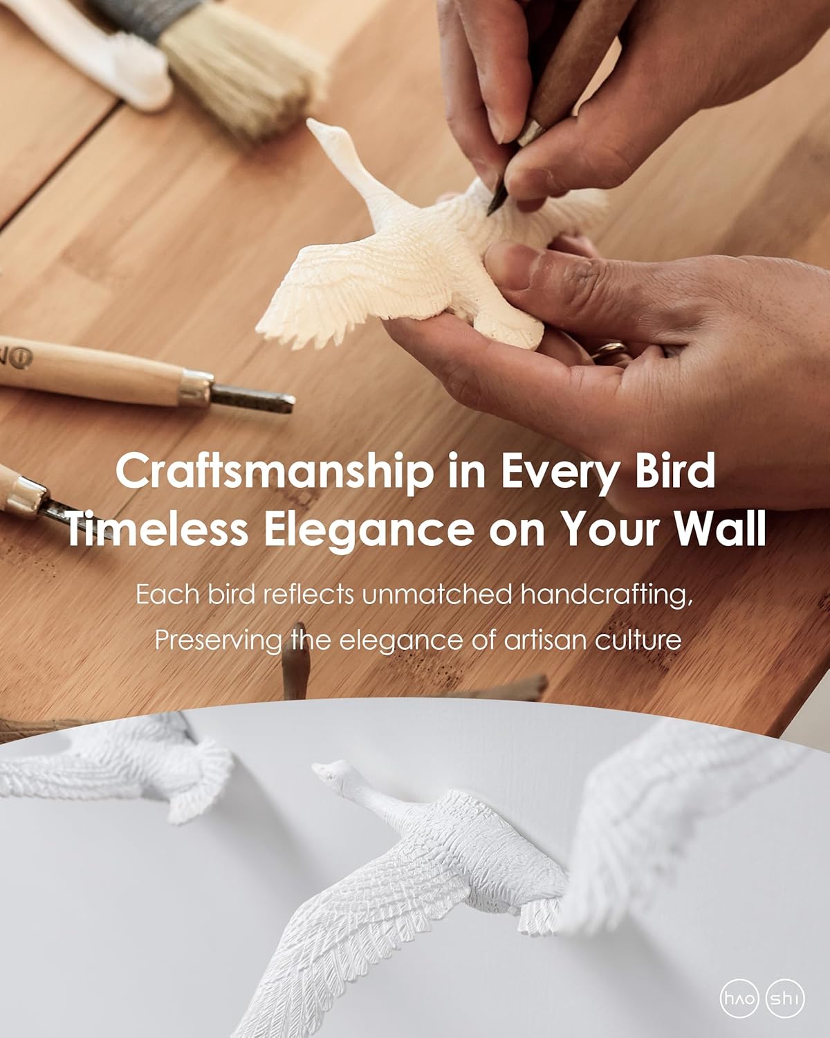 Creative Handcrafted Decorative Wall Clock - Timeless Artistic Wall Decor & Luxury Details with Lifelike Bird Movement, Modern Frameless 25" White Large Clocks for Unique Living Room Decor