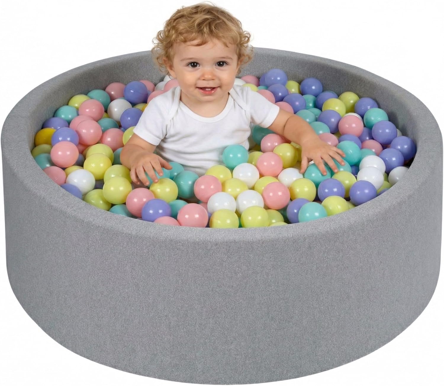 Baby Foam Ball Pits 35.4" Soft Round Memory Foam Ball Pits for for Babies Toddlers Kids Dogs Cats Indoor Outdoor Playpen Ideal Gift for Girls Boys NOT Included Balls 35.4" Lunar Ash Gray