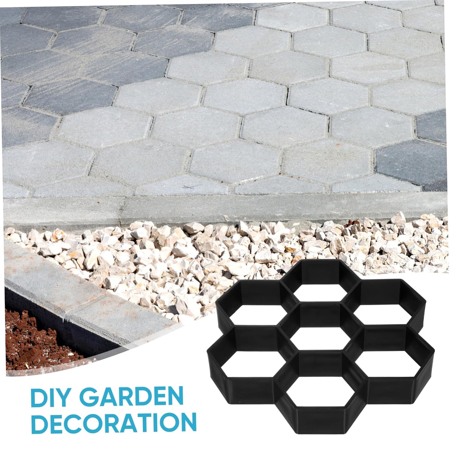 Levemolo Hexagon Brick Mold 11.4X11X1.7 Inch Reusable Plastic Concrete Paver Mold for DIY Garden Path Patio Walkway Floor Tile