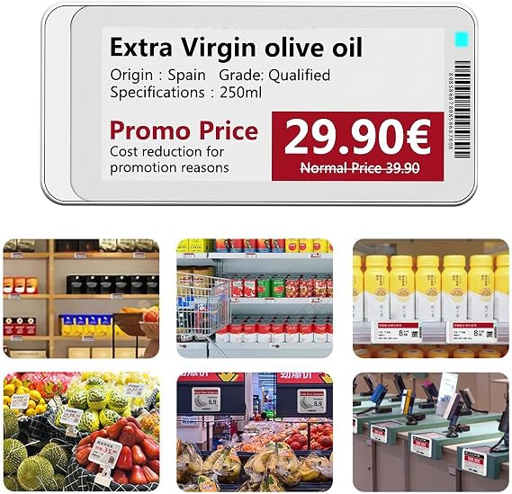 E Ink Display - Waterproof Wireless Signages,Grocery Store Digital Label - for Offices Restaurant Indoor Outdoor Library Garage Fridge Holiday Clothing