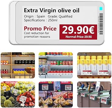 E Ink Display - Waterproof Wireless Signages,Grocery Store Digital Label - for Offices Restaurant Indoor Outdoor Library Garage Fridge Holiday Clothing