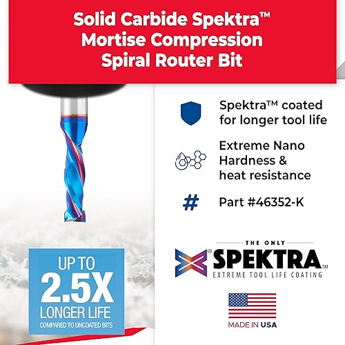 Miniatura 2 de Amana Tool - 46352-K CNC de carburo sólido Spektra Extreme Tool Life Coated Mortse Compressio