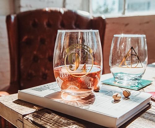 Miniatura 7 de Toynk Harry Potter Icons - Copas de vino sin tallo, juego de 4 vasos de 20 onzas para mimosas, cócteles