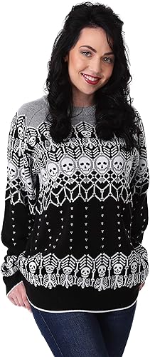 Fun Costumes Adult Black and White Skeleton Ugly Halloween Sweater