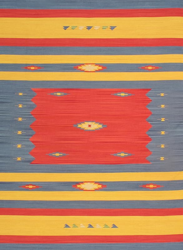 Pasargad Home Kilim Collection Flat Weave Cotton Multicolor/Reversible Rug- 6' 0'' X 9' 0''