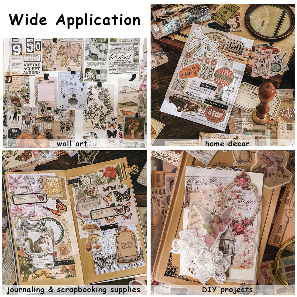 Zestaw do scrapbookingu w stylu vintage, 200 szt., papier do decoupage, naklejki na dzienniki, planery i rękodzieło, estetyczne materiały kolażowe, podróż