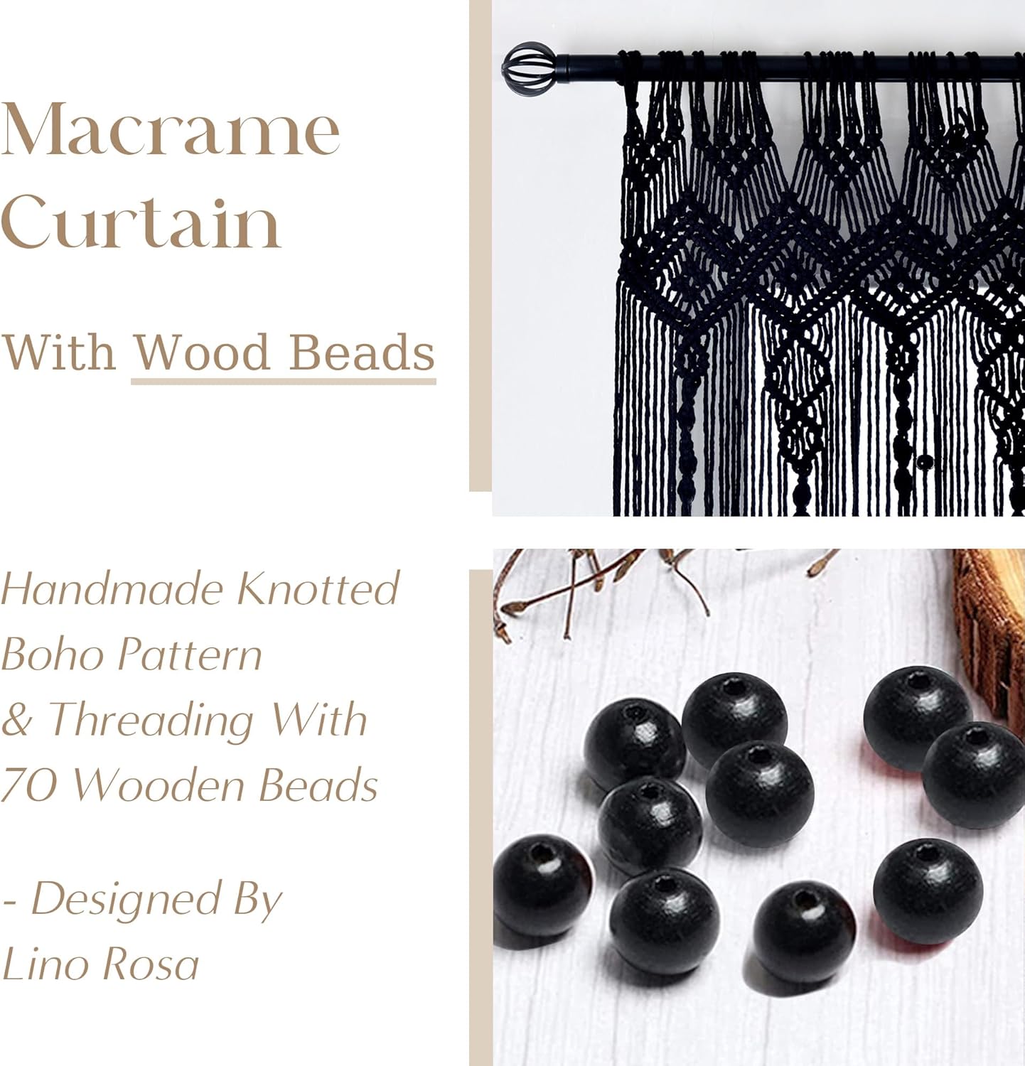 Black Sheer Gothic Curtains for Bedroom,Dark Academia Moody Boho Eclectic Macrame Lace Crochet Look Goth Halloween Curtains for Living Room 84 Inches Long