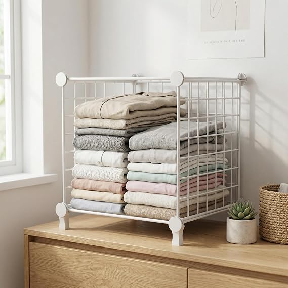 Cube Storage Unit, Metal Shelving Unit with DIY Bookshelf, White
