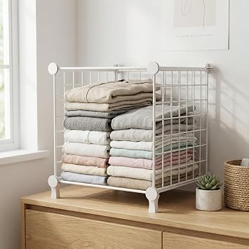 Cube Storage Unit, Metal Shelving Unit with DIY Bookshelf, White