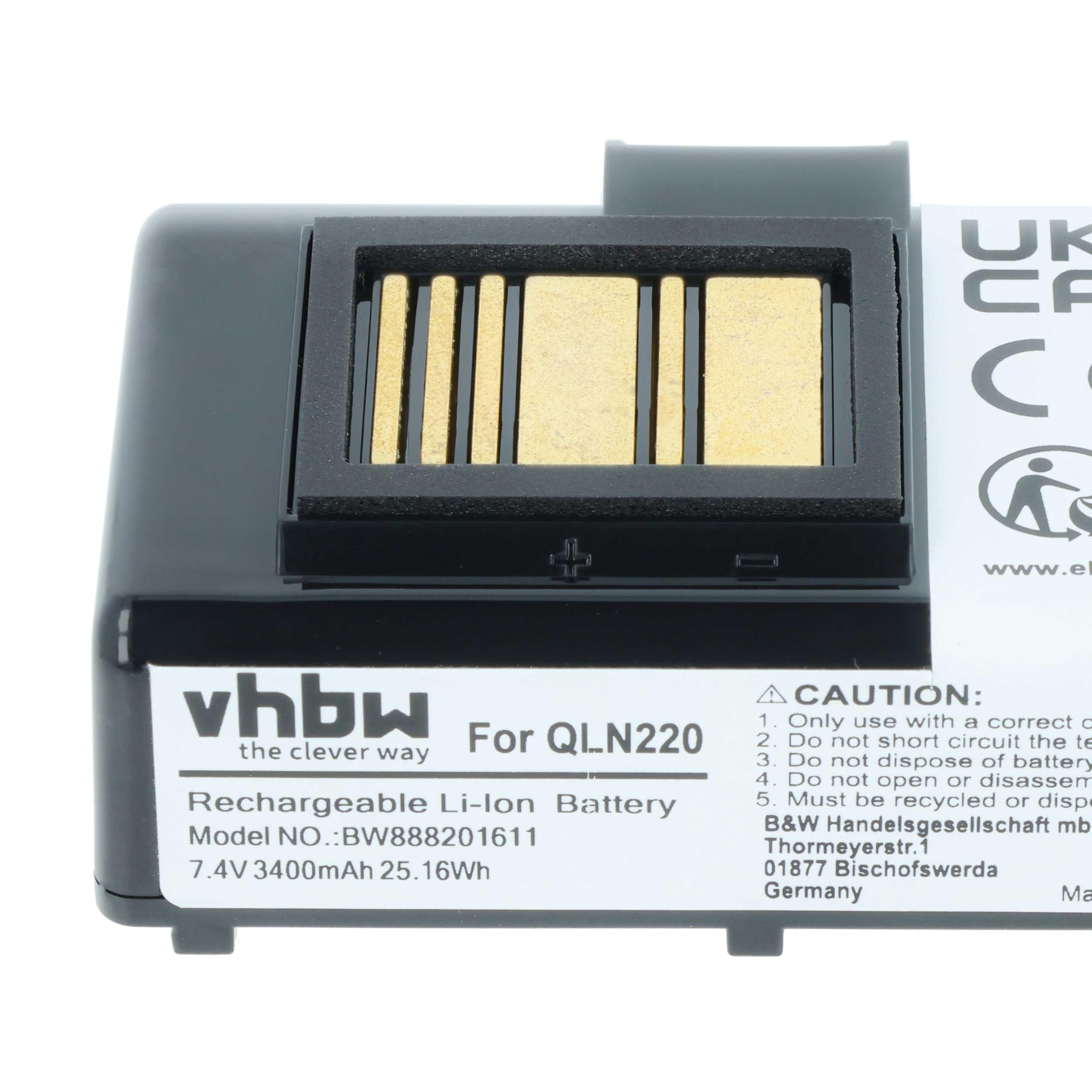 vhbw Akumulator zastępczy do Zebra P1031365-069, P1051378 do drukarek, kopiarek, skaner, drukarek etykiet (3400 mAh, 7,4 V, litowo-jonowy)