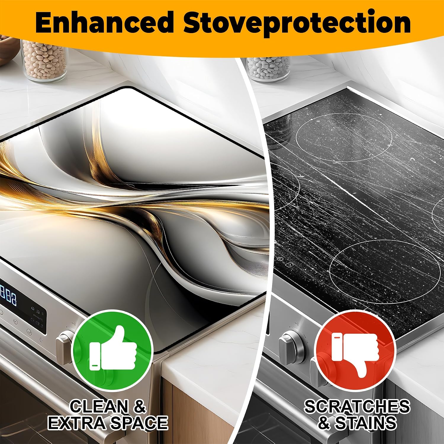Stove Top Cover Flower Gas Stove Top Cover for Home Decoration Kitchen Pad Non-Stick Washable Cooktop Covers Countertop Protector Keep Stove Clean (Silvery, 28L"x20W")