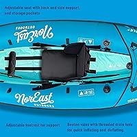 Vista 3 de Paquete de kayak inflable de 9 pies (Explorer) - Asiento inflable ajustable con respaldo, paleta ajustable, funda de transporte, bomba y kit