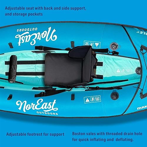Miniatura 3 de Paquete de kayak inflable de 9 pies (Explorer) - Asiento inflable ajustable con respaldo, paleta ajustable, funda de transporte, bomba y kit de