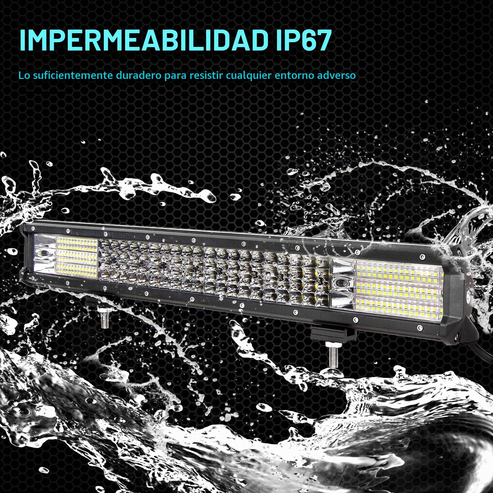 AUXTINGS Barra de Luces LED 20 Pulgadas 510W 4 Filas Foco Combinado de Inundación Todoterreno Con Arnés de Cableado Para Camión Jeep SUV ATV UTV Barco 12V 24V Impermeable
