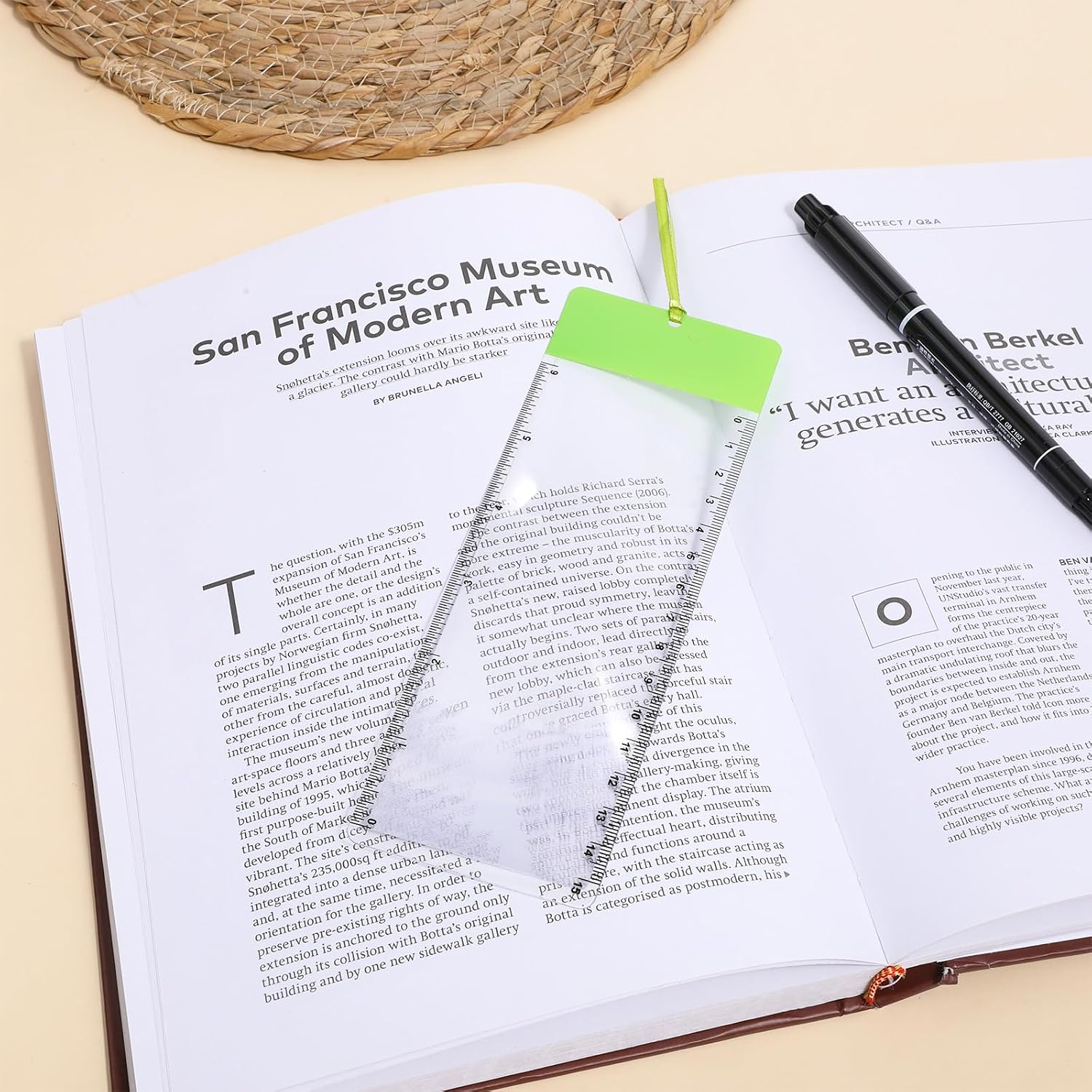 9PCS Bookmark Magnifying Ruler, Reading Magnifier Glass Ruler 3X Magnifying Sheet Page Magnifier Lens for Low Vision People Reading Small Fonts, Maps and Books,Blue + Green + White