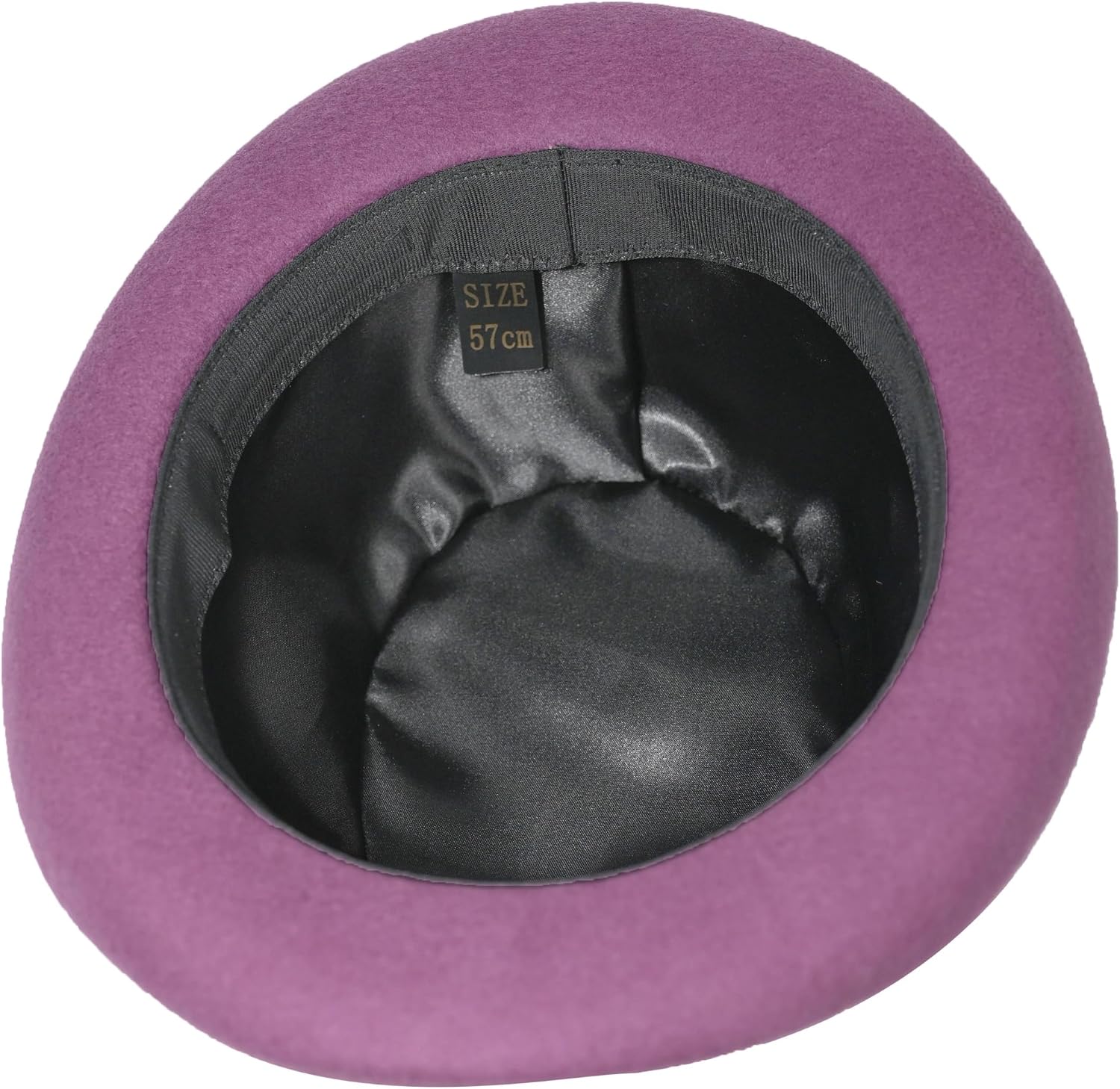 Purple Bowler Hat Vintage Wool Derby Hat for Men and Women Round Cloche Upturn Brim Church Cap with Purple Ribbon