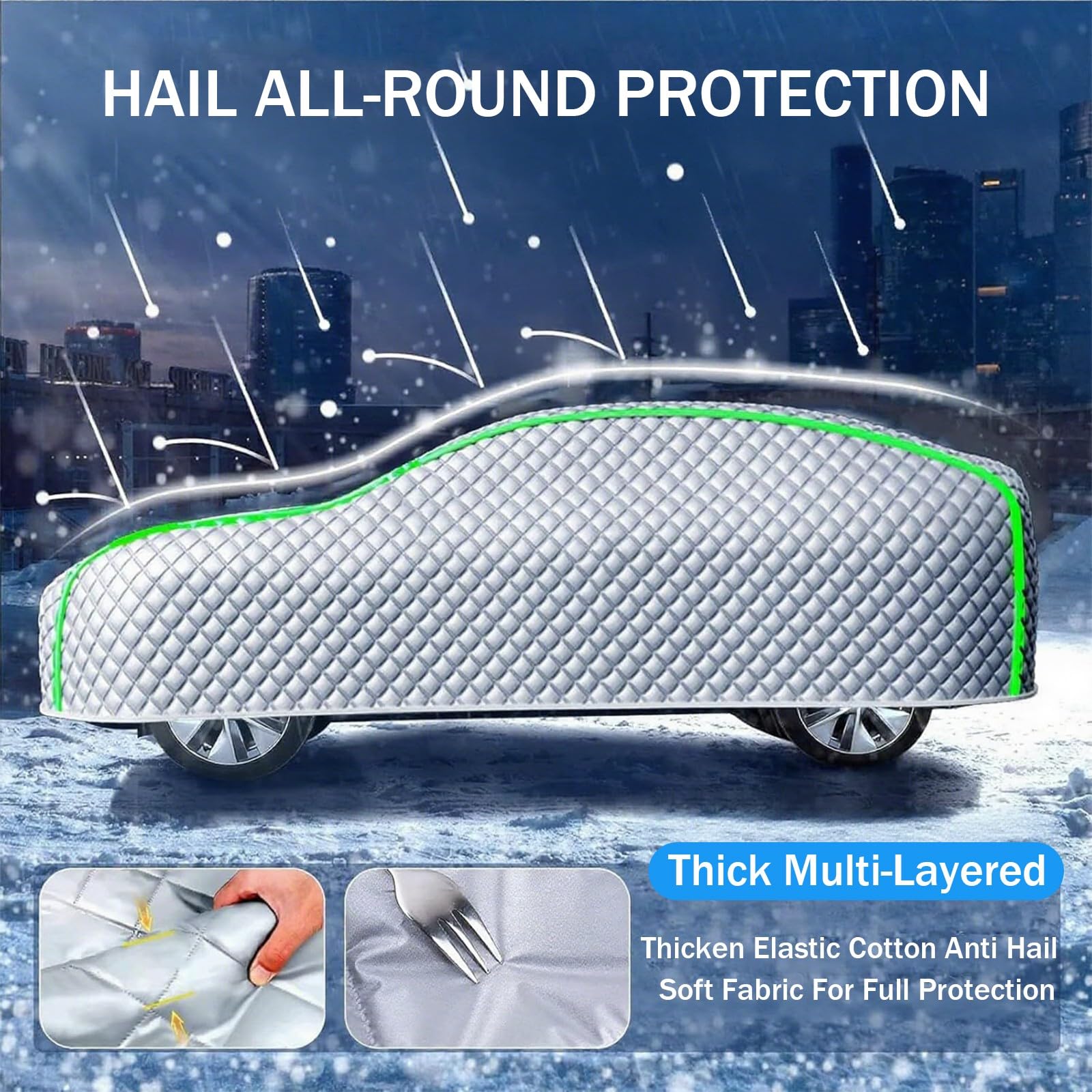 Telo Antigrandine per Auto per VW Golf 4/5/6/7/8 (1997-2025),Telo Grandine Auto Imbottito,Anti-Neve, Anti-Vento e Anti-UV, Extra Spesso,Universale Per Tutte Le Stagioni