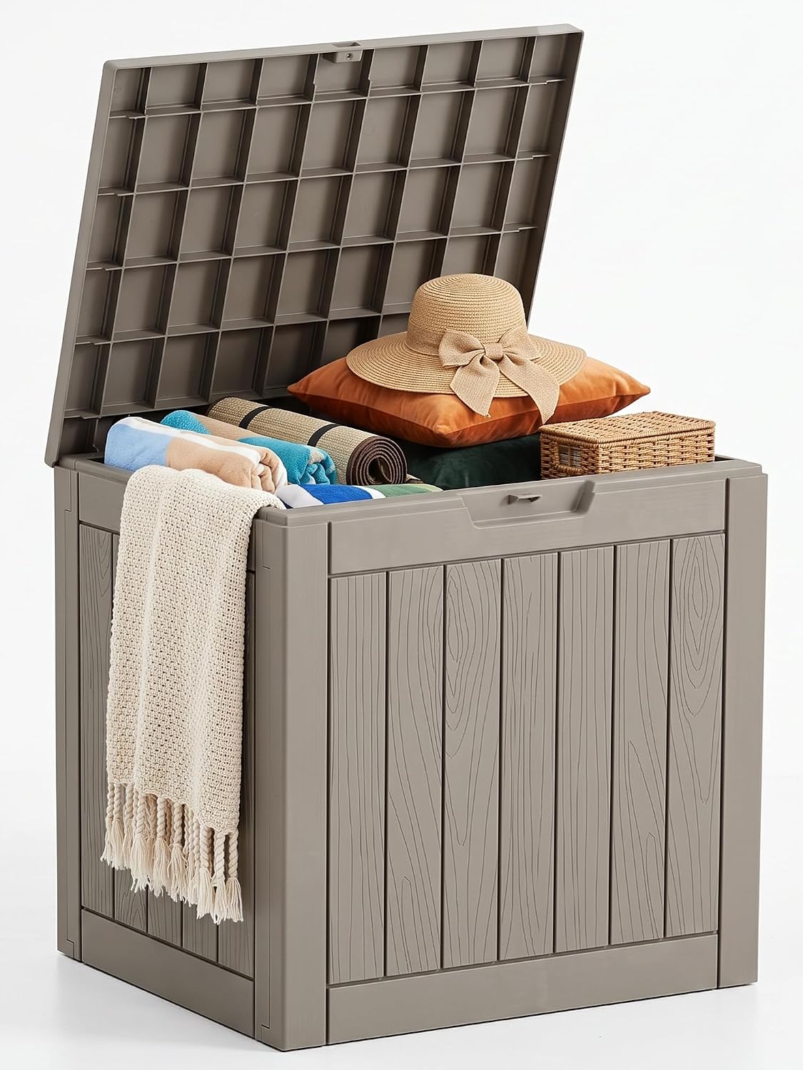 Outdoor Storage Box,36 Gallon Lockable Deck Box,Grey