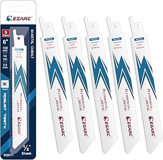 EZARC Reciprocating Saw Blade Bi-Metal Cobalt Sabre Saw Blades for Metal Cutting 150mm 14TPI R622PM (5-Pack)