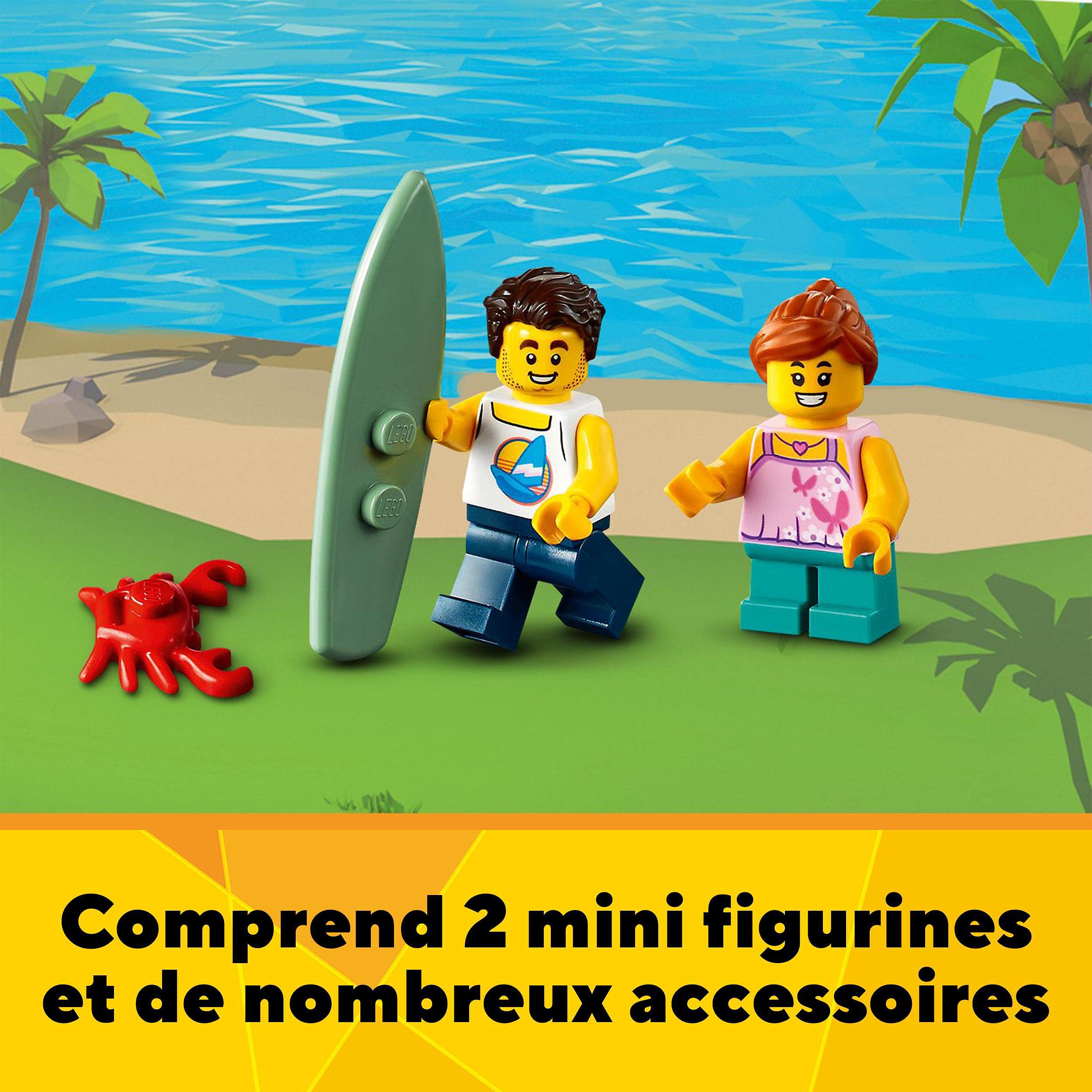 LEGO 31118 Creator 3-en-1 La Maison sur la Plage du Surfeur, Jeu de Construction, Figurines Animaux Marins, Piscine, Idée Cadeau Enfants 8 Ans et Plus
