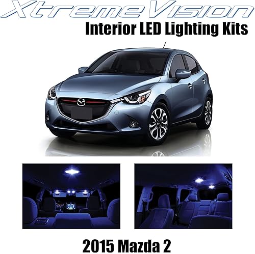 xtremevision Mazda 2 2015 + (5 piezas) Premium LED Interior Kit Paquete + Herramienta de instalación, Azul