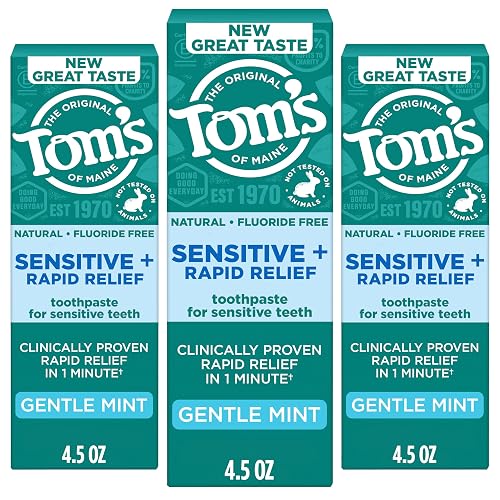 Tom's of Maine Rapid Relief Sensitive Toothpaste, Mint, 3 Pack,