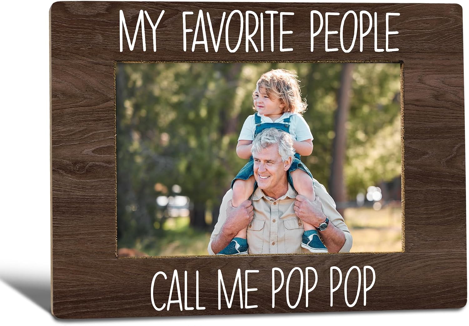 My Favorite People Call Me Poppop Picture Frame, Poppop Grandpa Gifts for Father's Day, Best Grandpa Gifts Photo Frame 4x6, Grandfather Wooden Photo Picture Frames for Desk Tabletop Decor