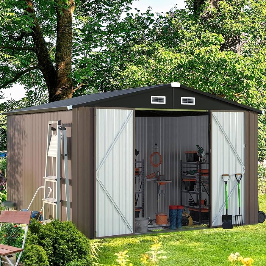 Amazon.com : Aoxun 9.4x7.3x6.5 FT Outdoor Metal Storage Shed with
