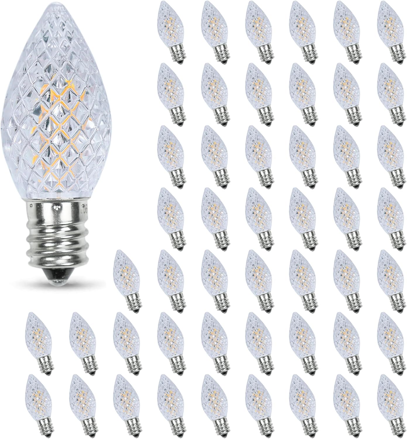 50PACK C7 Christmas Lights LED Replacement Bulbs，Shatterproof