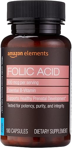Tienda Elements - Ácido fólico, 800 mcg por porción, tableta, 180 unidades, paquete de 1, suplemento dietético para mujeres para un desarrollo