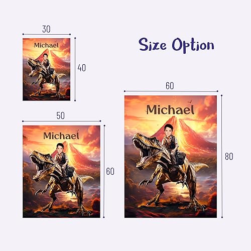 Vista 11 de Manta personalizada de dinosaurio, manta personalizada de dinosaurio para niños, regalo de foto personalizado para él, manta Minky de 50 x 60