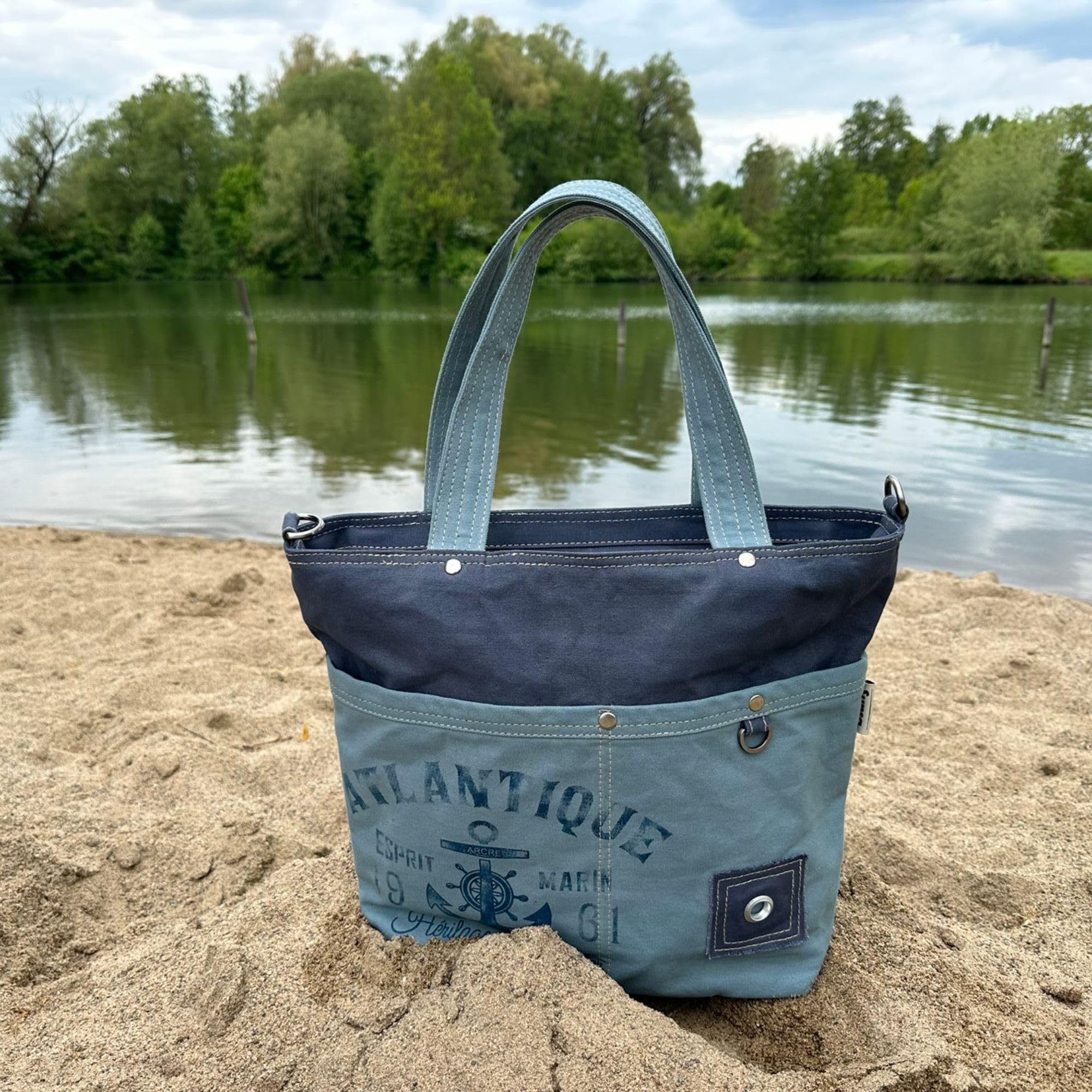 Sunsa Maritim Anker Design Handtasche. Damen Canvas Schultertasche, blau
