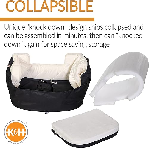 Miniatura 3 de K&H PET PRODUCTS - Asiento elevador para mascotas, perros y gatos, plegable, talla S, color negro y crema