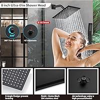 Vista 3 de Midanya Juego de grifo de ducha, sistema de ducha de montaje en pared con cabezal de ducha de lluvia cuadrado y rociador manual, cuerpo de válvula