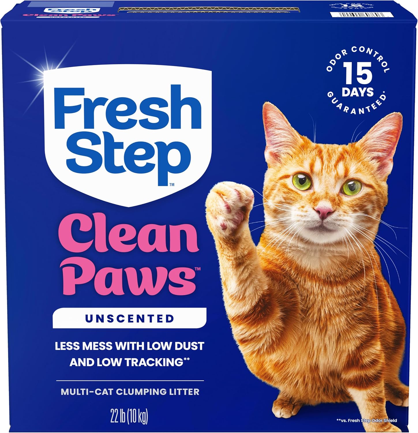 Fresh Step Clean Paws Unscented Multi-Cat Clumping Litter, 22 lb