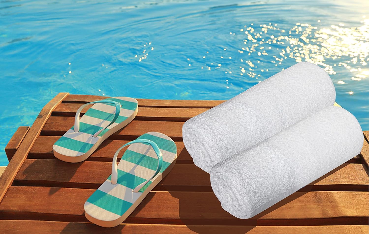 Avalon Towels 100% Cotton Pool Towels White Beach Towels Pack of 12 (22x44 Inches) - Quick Drying, Highly Absorbent & Lightweight for Commercial Use for Hotels, Motels, Beaches & Poolside