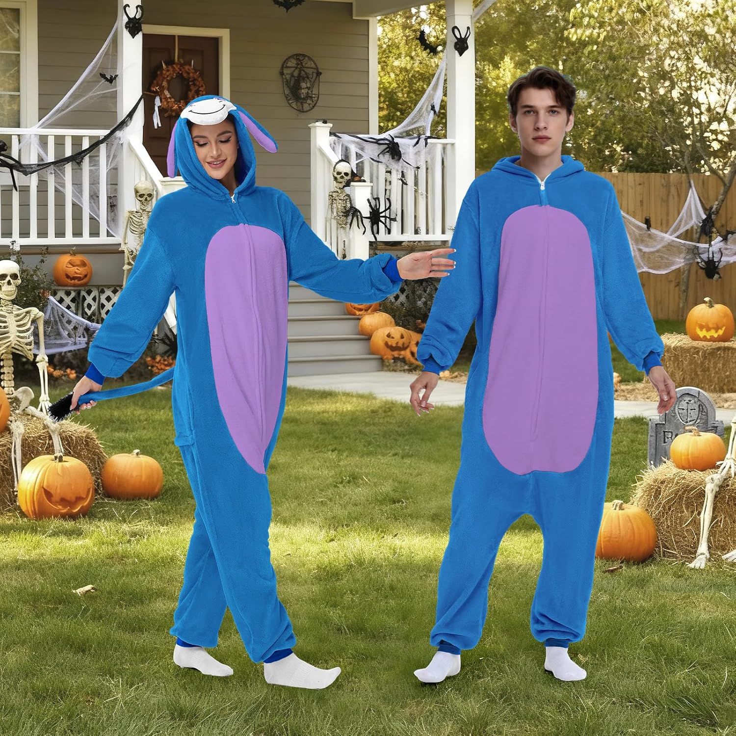 Donkey Onesie Costume Unisex Adult - Grey Hooded Animal Outfit for Halloween, Cosplay, Costume Party - Image 4