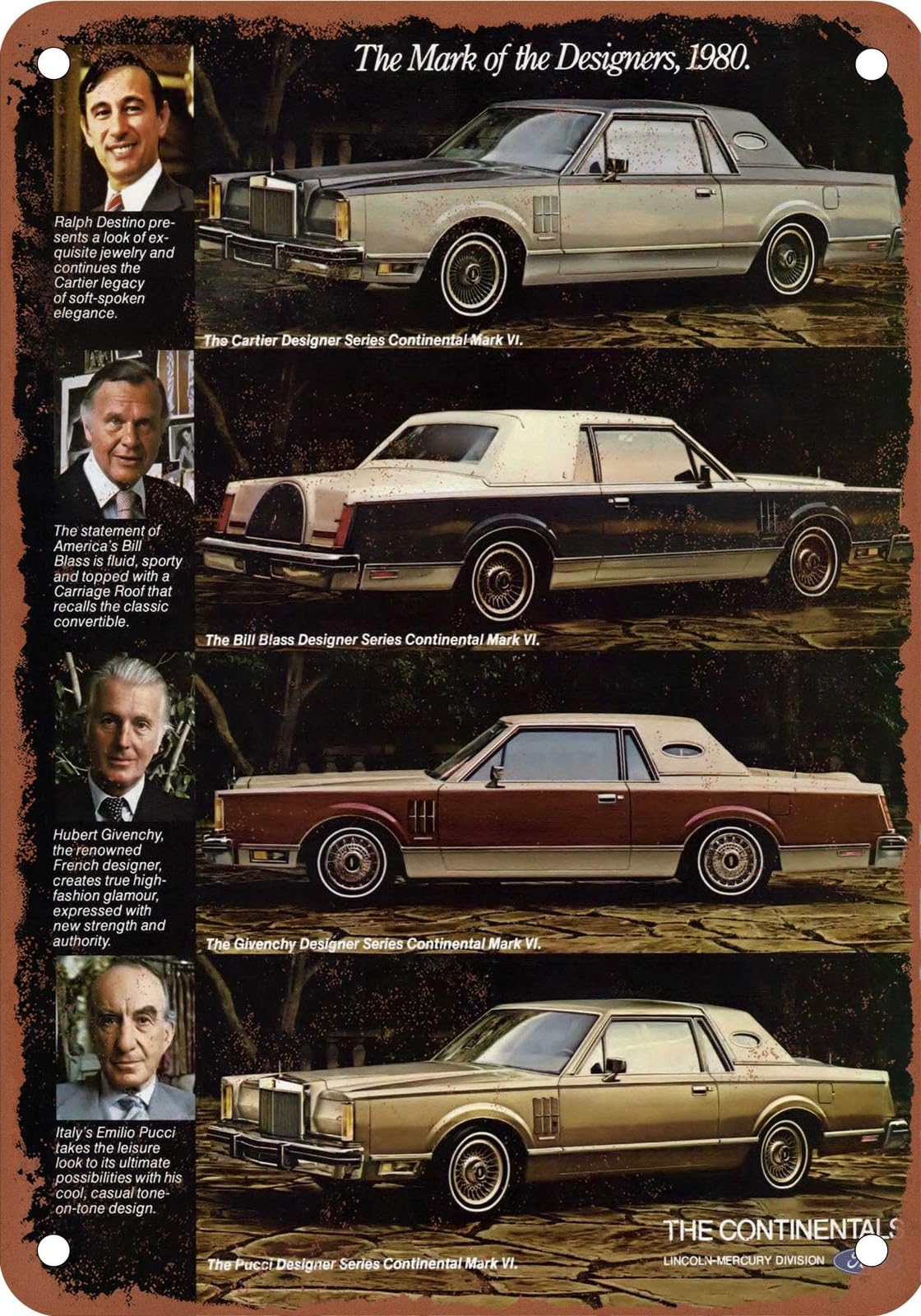 METAL SIGN - 1980 Lincoln Vintage Ad 03 - Old Retro Rusty Look home decor