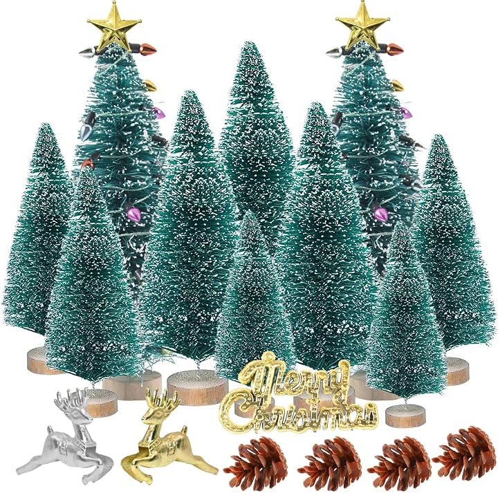 Toloye 25 mini alberi di natale decorazioni da tavolo Xmas tree